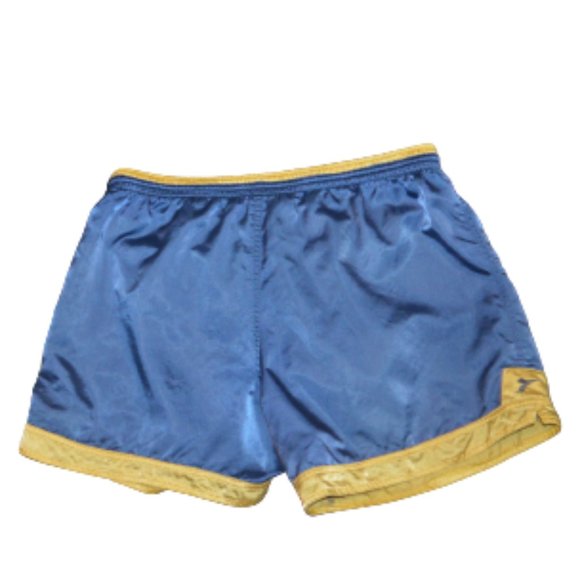 Vintage Silky Diadora Boxing Running Elastic Drawstring Blue Gold Shorts Large - Picture 2 of 7